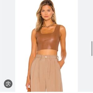 Commando faux leather crop top tank brown tan size S